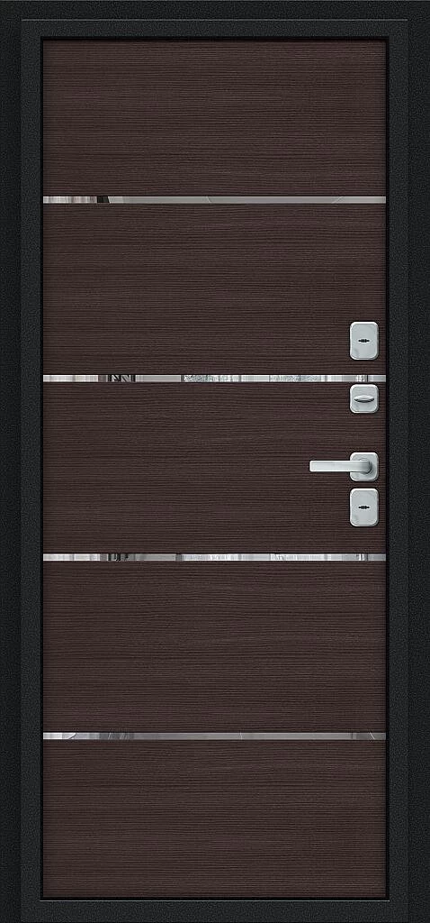 Входная дверь Лайн/BChrome Букле черное/Wenge Melinga BR6212 внутренняя сторона