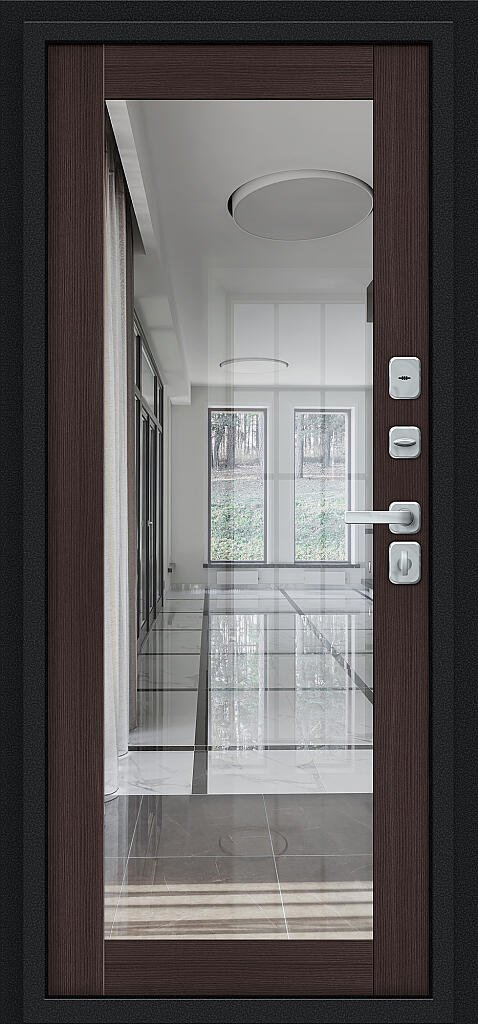 Входная дверь Флэш МФ/BChrome Букле черное/Wenge Melinga BR6216 внутренняя сторона