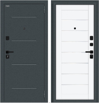 Дверь Браво Техно/SBlack Старк антрацит/White Silk