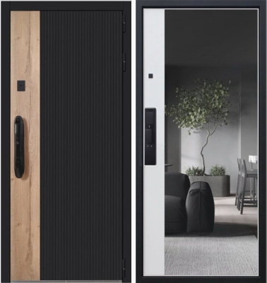 Дверь Конструктор» с зеркалом и  биометрическим замком Smart lock DZ 888